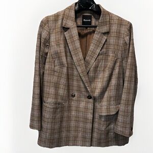 Madewell Plaid Blazer in Brown and Tan